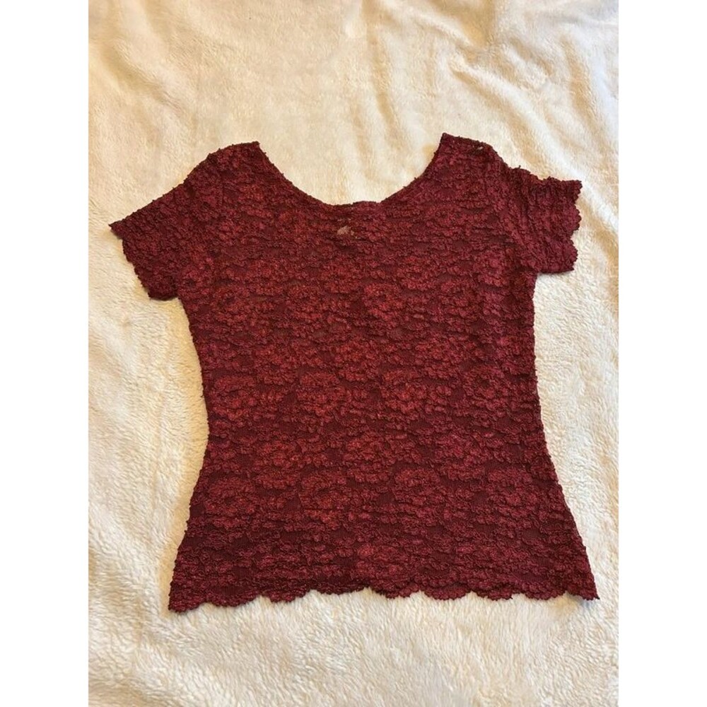 Rare Vintage Gold Label Victoria's Secret Women's MED Lace Mesh Burgundy Top